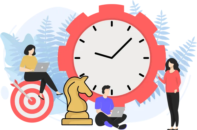 People working with Time Management Illustration