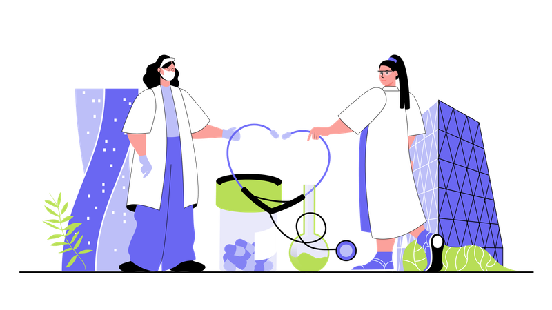People works as doctors making diagnose patients and prescribe treatments professional physician help  Illustration