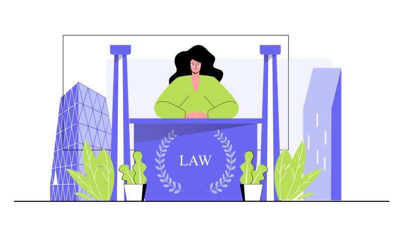 People works as lawyers offers services for business or company documents execution legal advice  Illustration
