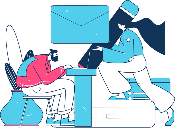 People write mail  Illustration