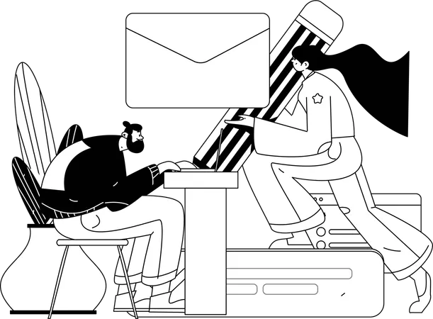 People write mail  Illustration