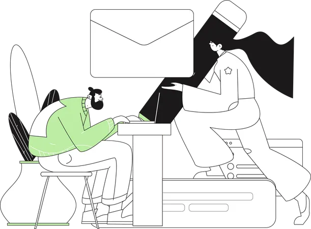 People write mail  Illustration