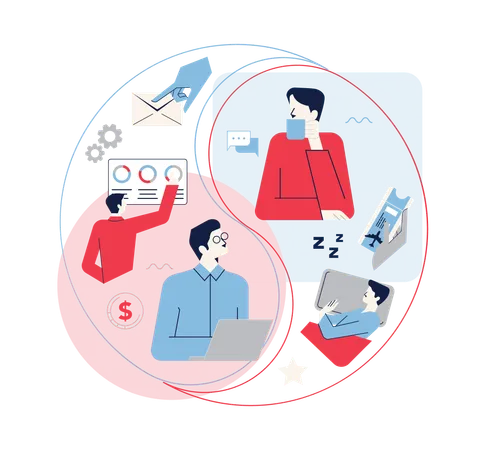 Work Life Balance Concept Career And Personal Life On A Scales Equilibrium Between Rest And Job Abstract Comparison Of Time Spent Flat Vector Illustration 일러스트레이션