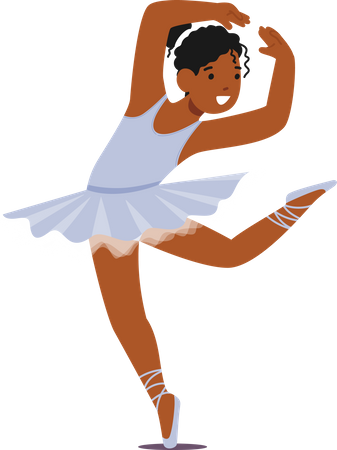 Pequena bailarina cativa com movimentos delicados  Ilustração