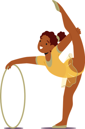 Niña gimnasta con aro  Ilustración