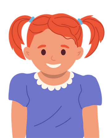 Retrato de una linda niña preescolar riéndose y sintiéndose emocionada y alegre  Ilustración