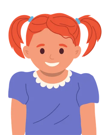 Retrato de una linda niña preescolar riéndose y sintiéndose emocionada y alegre  Ilustración