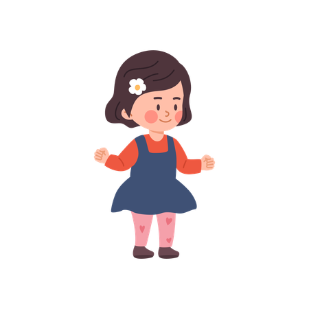 Pequeña y linda niña preescolar en cuerpo entero  Illustration