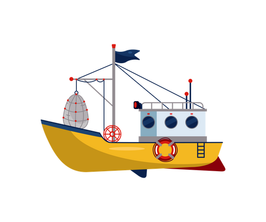 Pequeño barco marino  Ilustración