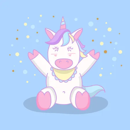 Personaje de dibujos animados de unicornio bebé  Ilustración