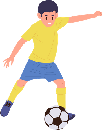 Pequeño futbolista jugando al fútbol  Ilustración