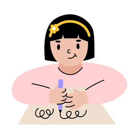 Divertido Desenho Animado De Uma Crianca Aprendendo Ideal Para Materiais Educacionais E Conteudo Infantil Ilustração