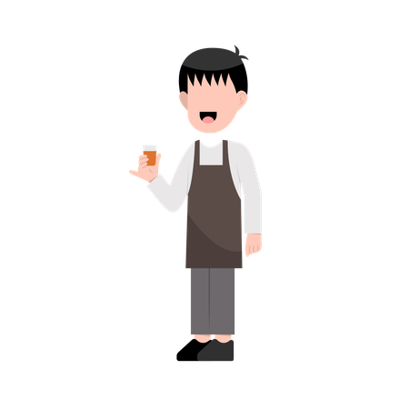 Pequeno barista masculino  Ilustração