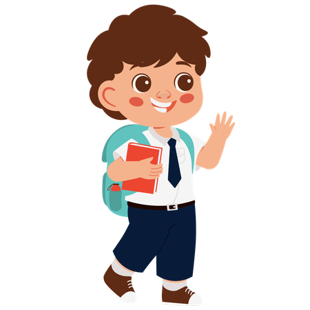 Pequeño niño de escuela diciendo hola  Illustration