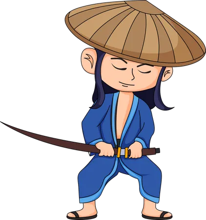 Pequeno lutador Samurai  Ilustração