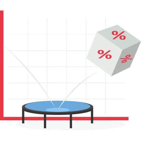 Percent bounce back on trampoline rising  Illustration