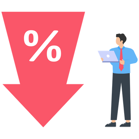 Percent press down arrow  Illustration