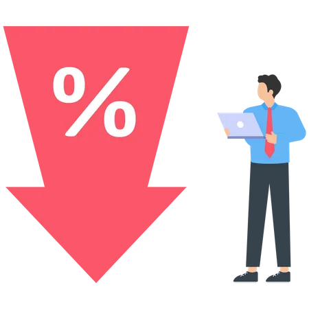 Percent press down arrow  Illustration