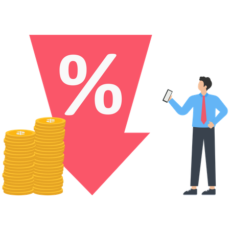 Percent press down arrow  Illustration