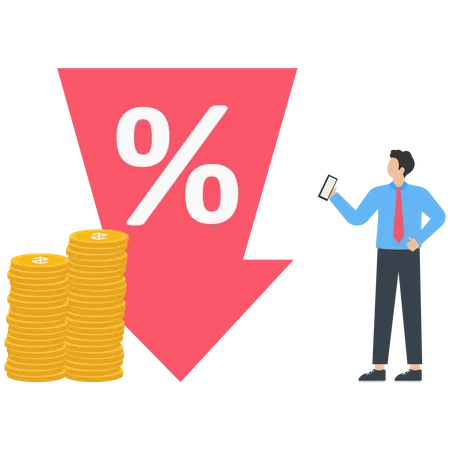 Percent press down arrow  Illustration