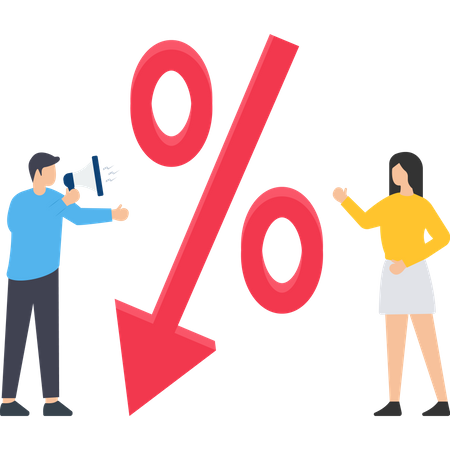 Percent presses down arrow  Illustration