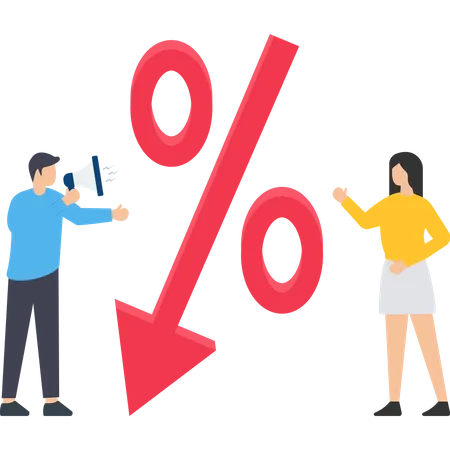 Percent presses down arrow  Illustration