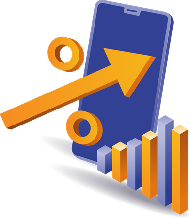 Percentage analysis on smartphone  Illustration