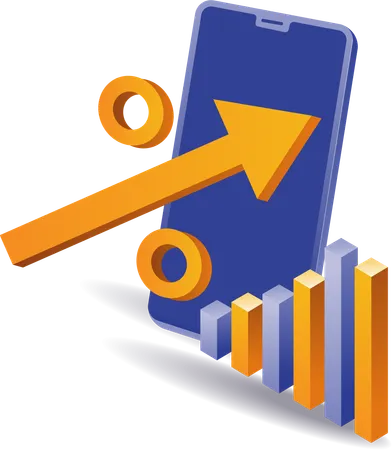 Percentage analysis on smartphone  Illustration