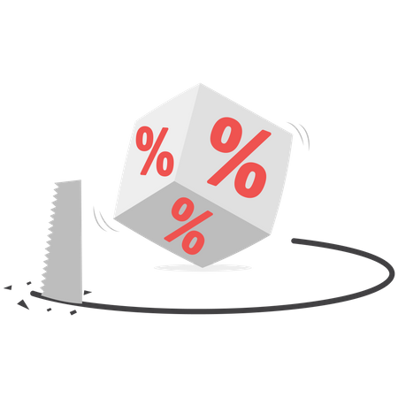 Percentage cube block showing profit and loss in business  Illustration