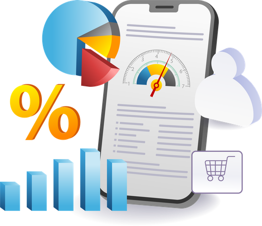 Percentage of business results graph  Illustration
