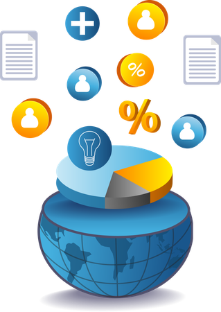 Percentage of business world development  Illustration