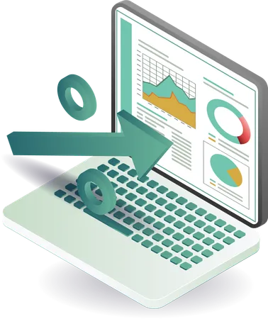 Percentage of computer technology business analysis  Illustration