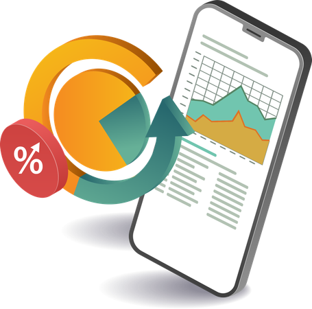 Percentage pie chart business growth  Illustration