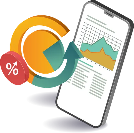 Percentage pie chart business growth  Illustration