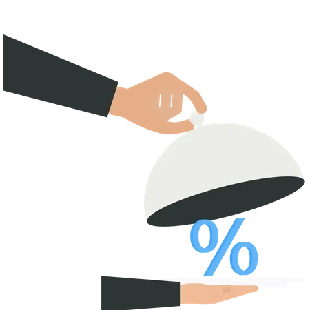 Percentage symbol in a food cloche  Illustration
