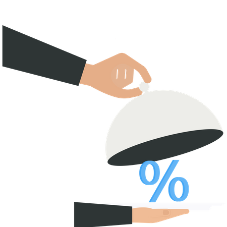 Percentage symbol in a food cloche  Illustration