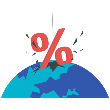 Percentage with arrows pointing down crack  Illustration