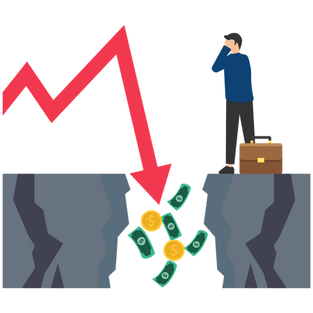 Perder investimento de lucro na crise financeira  Ilustração