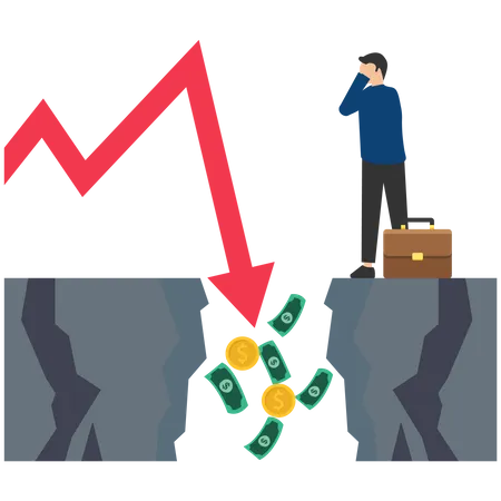 Perder investimento de lucro na crise financeira  Ilustração