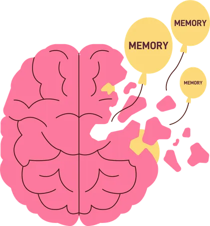 Pérdida de memoria del cerebro humano.  Ilustración
