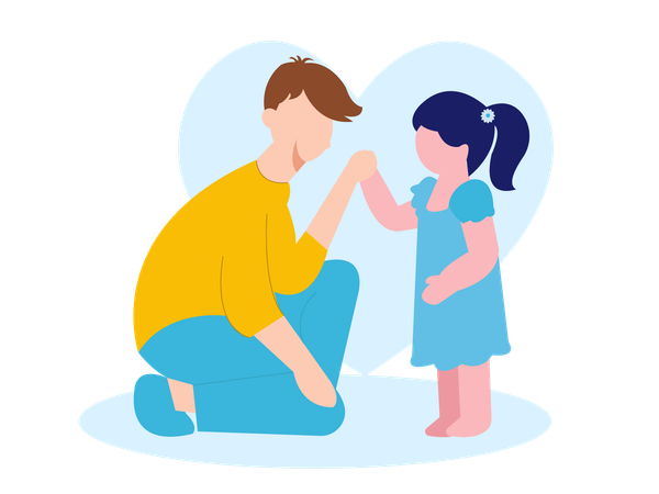 Père aimant avec sa fille  Illustration