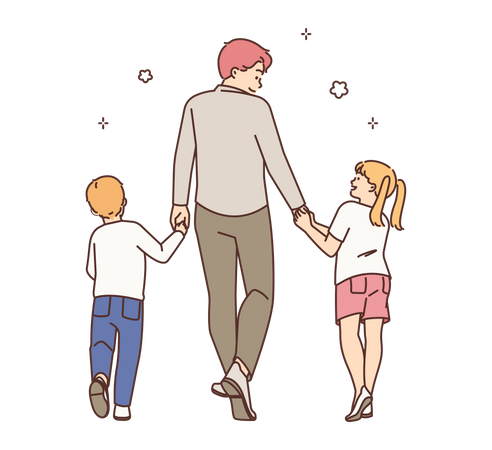 Père avec des enfants  Illustration