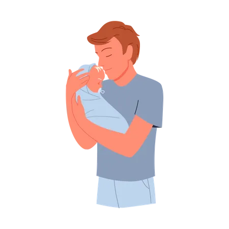 Père avec bébé nouveau-né  Illustration