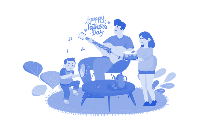 Père et fils célèbrent la fête des pères  Illustration