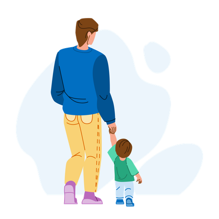 Père et fils marchant  Illustration