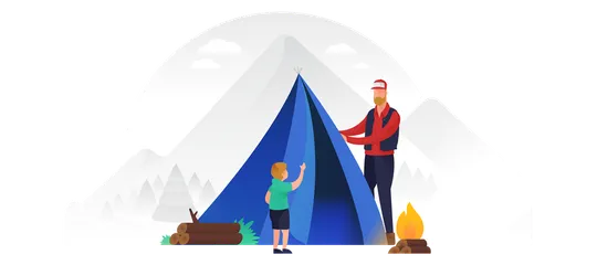 Bannières d'interface utilisateur - Scène de camping Pack d'Illustrations