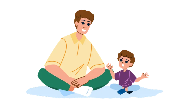 Père et fils parlent  Illustration