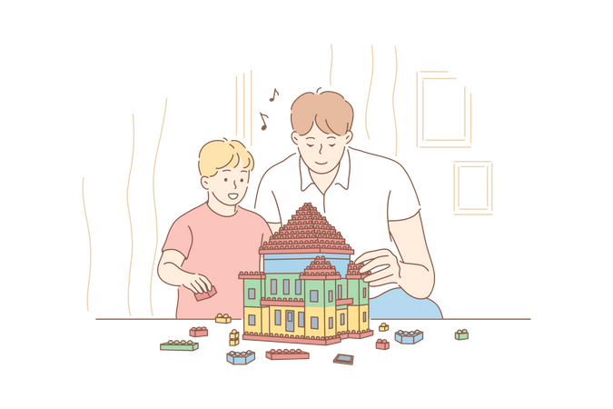 Père jouant avec son fils  Illustration