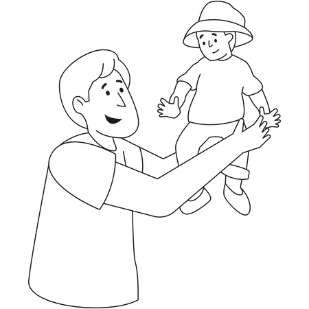 Père soulève le bébé  Illustration