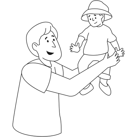 Père soulève le bébé  Illustration